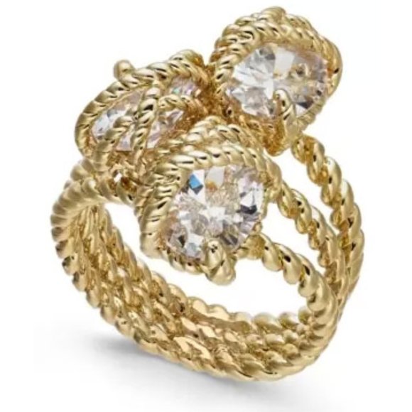 Charter Club Stone Trio Rope Ring in Gold Plate - Picture 1 of 4